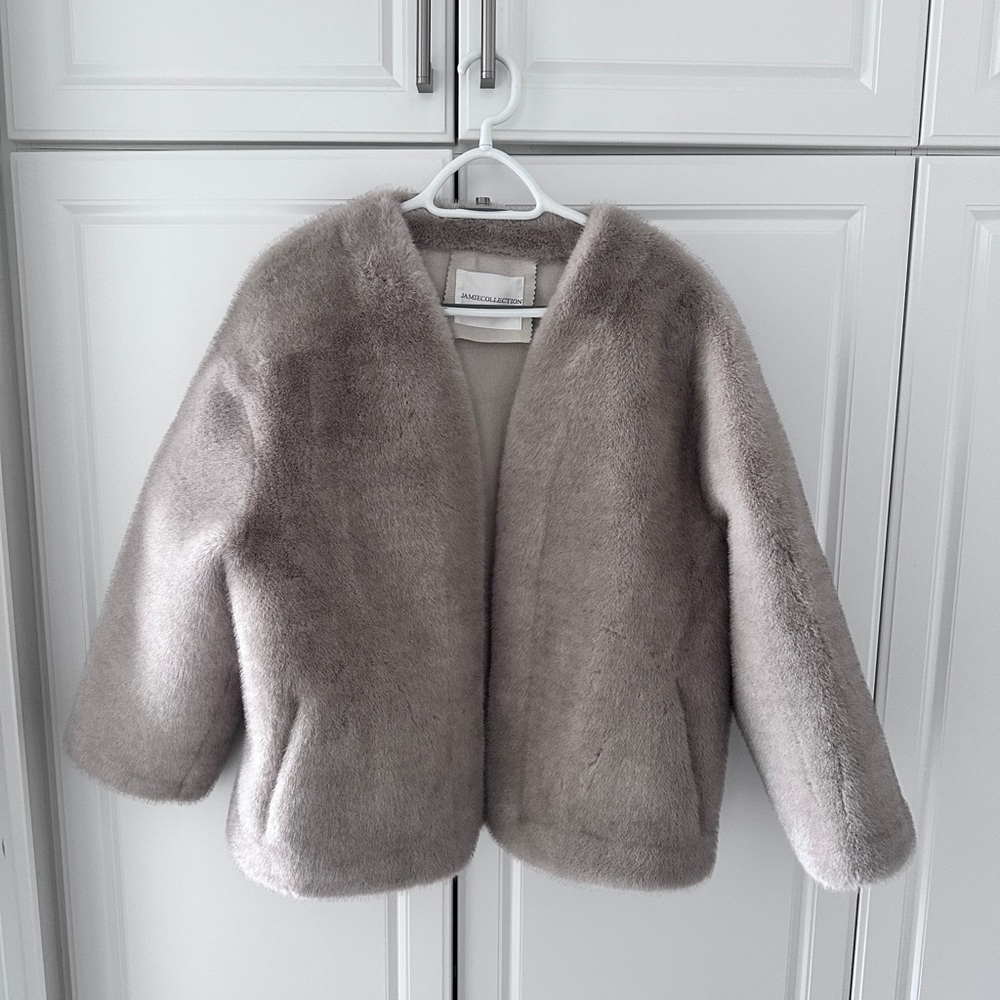 Women Faux Fur Jacket - Gray